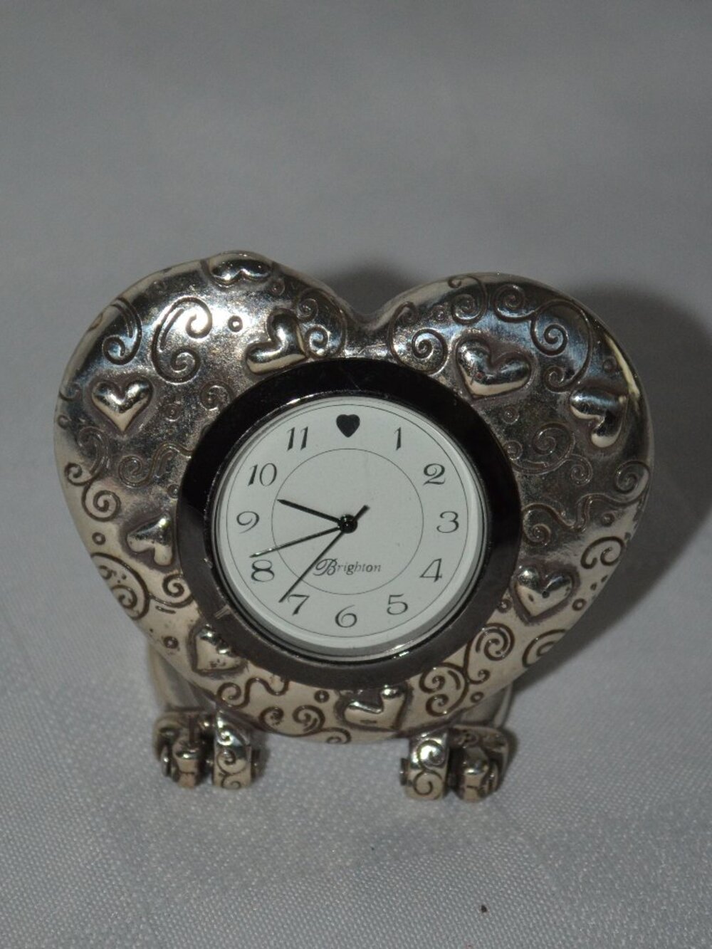 Brighton Retired Brighton Silver-Plated Heart-Shaped Table and Travel Clock